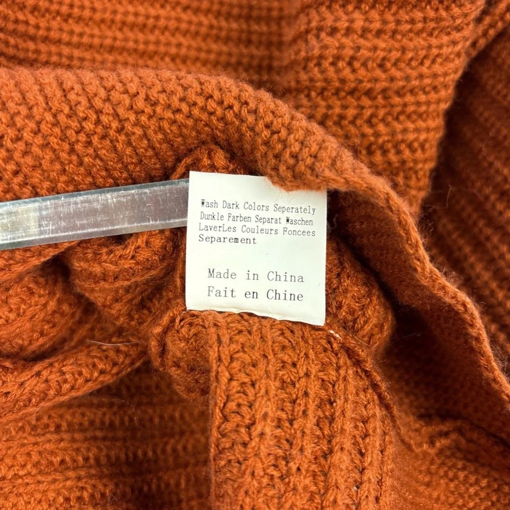 Kojooin Button Front Cardigan Women's Small Rust Knit Sweater‎ Casual Cozy Fall